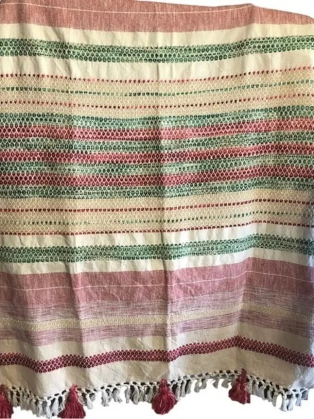 Cherished Traditions tasseled ivory throw 50x70